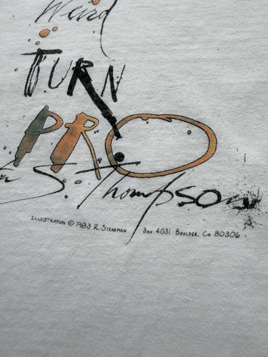 Vintage Hunter S. Thompson T-shirt by Ralph Steadman 80s Size Large Made In USA - Picture 14 of 14
