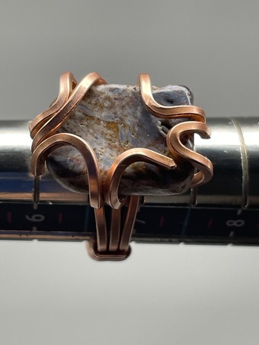 ANILLO hecho a mano de envoltura de alambre de cobre Pietersite tamaño 6,75 Intuition Will Power P51 - Imagen 5 de 12