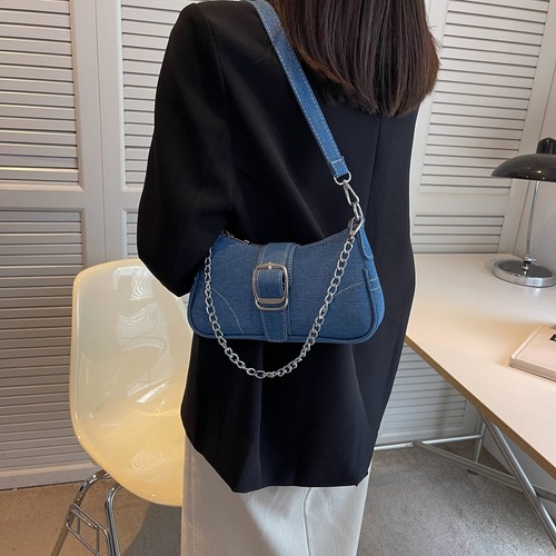 Bolso vaquero de diseño pequeño para mujer nuevo bolso cruzado de hombro bolso de lona - Imagen 5 de 8