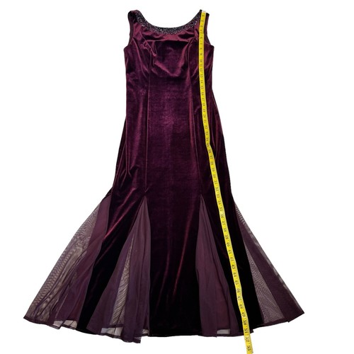 Burgundy Beaded Velvet Maxi Dress Size 6P Whimsigoth Vampire Fairy Dark Romantic - Picture 8 of 13