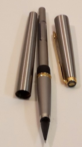 Parker 50 Stainless Steel & Gold Trim Set-:FP+BP medium USA Brand (NL 1979) Pens - Picture 5 of 11