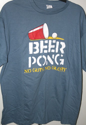 NUEVO SIN ETIQUETAS Camiseta Para Hombres Beer Pong Sin Agallas Sin Gloria Juego de Beber L Grande Divertida - Imagen 2 de 2