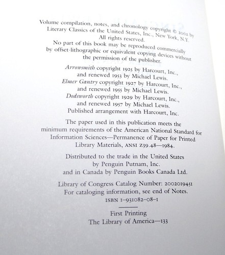 THE LIBRARY OF AMERICA SINCLAIR LEWIS DASHIELL HAMMETT SET OF 4 - Foto 8 di 8