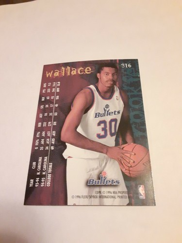 Fleer #316 Rasheed Wallace 1995-96 novato Washington Bullets - Imagen 2 de 2