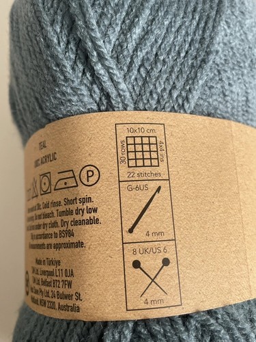 Teal 2 x 100g balls double knit yarn Crafty Things 200g DK wool teal grey 53228 - Picture 8 of 9