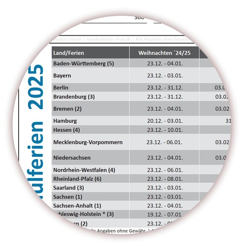 3x Rainbow Wandkalender DIN A2 2025 gerollt Wandplaner inkl. Ferien & Feiertage - Bild 4 von 7