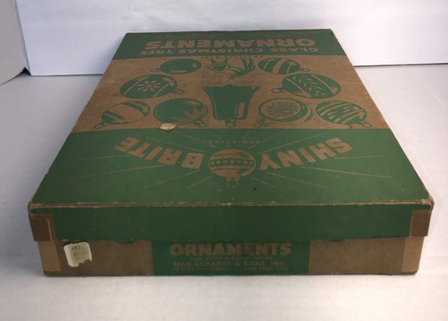 2.25” Shiny Brite USA Mica Stencil Christmas Ornaments 1940’s Box of 12 - Picture 18 of 24