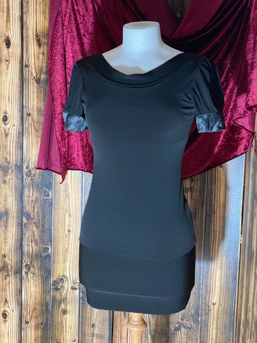 AD LIB Dress Top Women Small Bodycon Mini Open Back Satin Bows Black Size 8 - Picture 6 of 11
