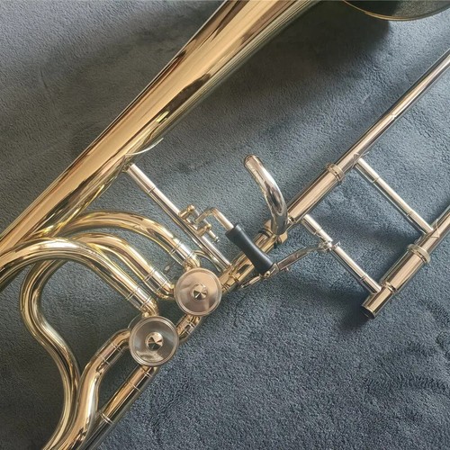 High JTB1180 Grade Gold Lacquer Brass Body Bass Bb/F/Gb/D Trombone - Picture 10 of 12