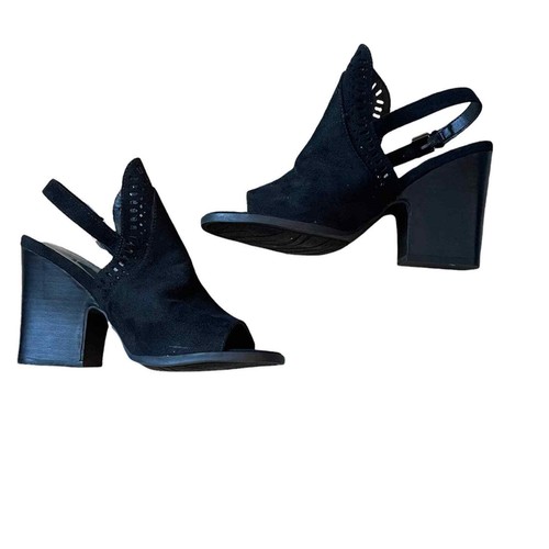 Carlos Santana Trinity Black Faux Suede Heels Shoes Size 8.5 - Picture 3 of 9