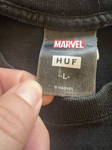 Maglietta HUF x Marvel Black Spiderman Venom Y2K Comic Art Skate Streetwear Taglia L - Foto 5 di 10
