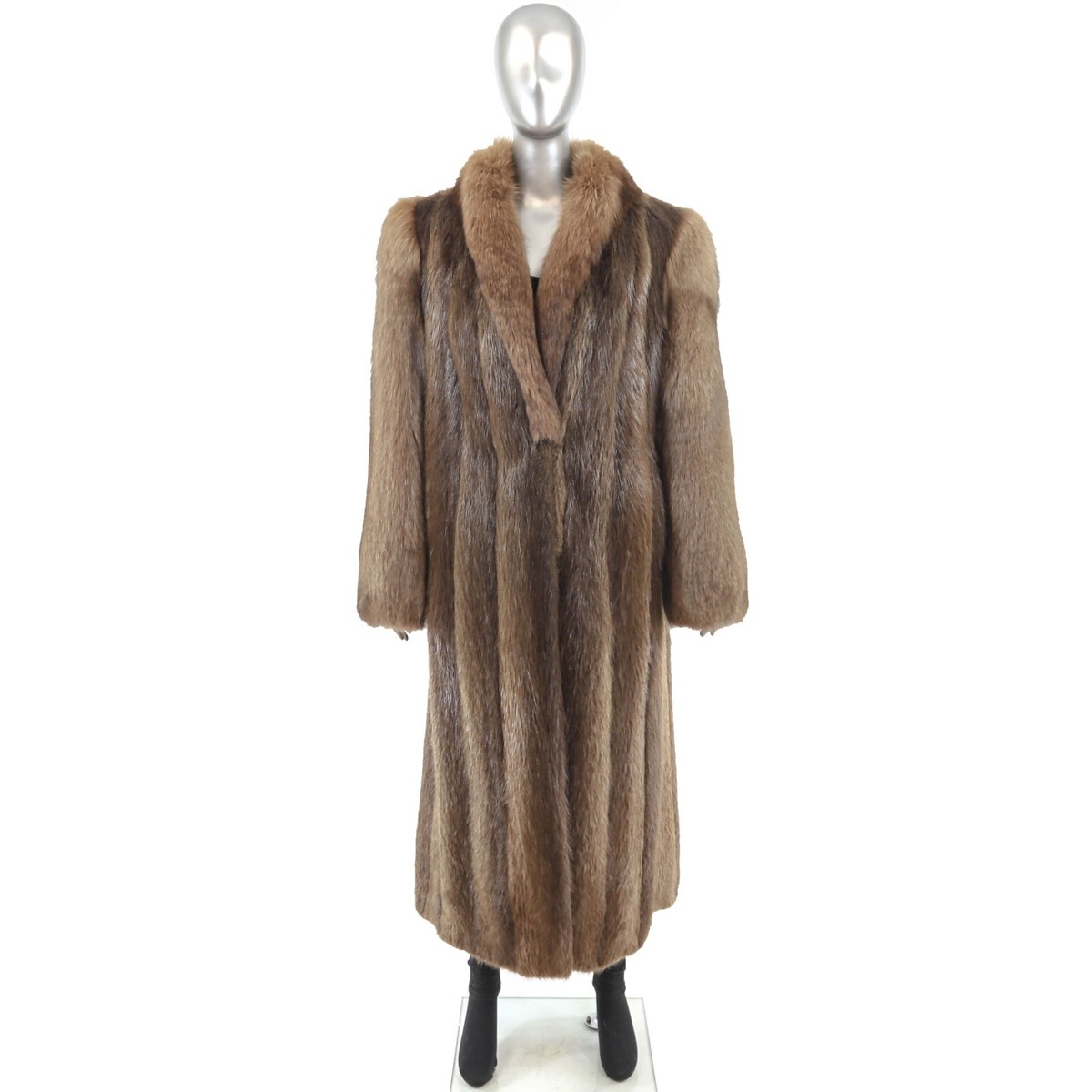 極美品♡VOAAOV BEAVER Stand Collar Long Coat Beaver Coat with Fox Collar and Sleeves- Size M | eBay