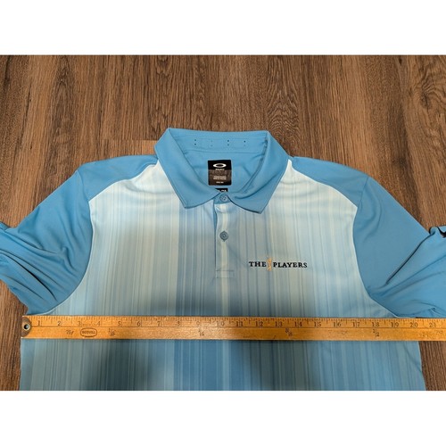 Oakley The Players Golf Polo Shirt Gradient Blue Moisture Wicking Mens Size S - Picture 5 of 5