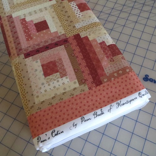 YARD ~  Log Cabin Pinks & Tans Pam Buda Cotton Fabric By Marcus Fabrics - Picture 4 of 4
