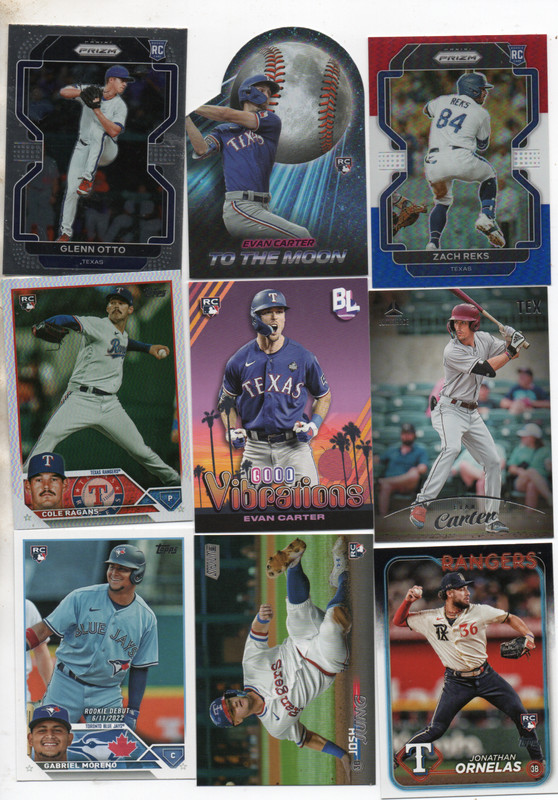 9-texas rangers rc lot carter reks otto ragans ornelas jung moreno blue jays