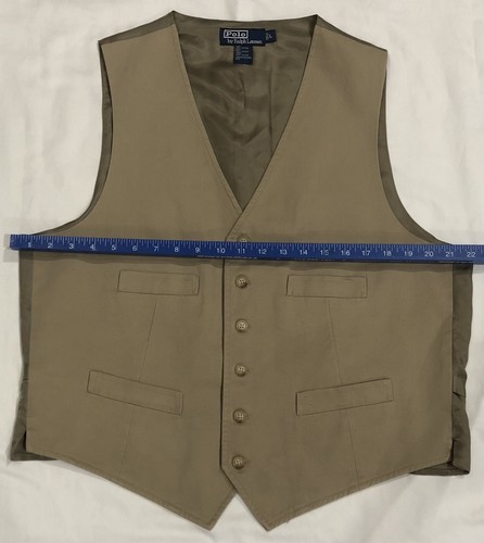 90s VINTAGE Polo by Ralph Lauren Beige Waistcoat Vest Jacket Men’s L - Picture 6 of 6