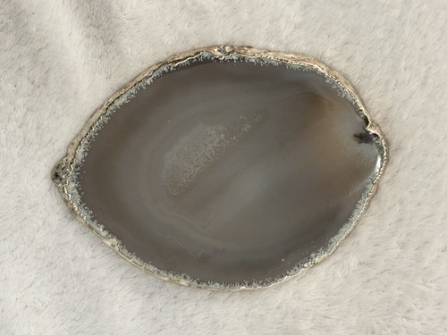 Set Of 2 Natural Agate Stone Coasters Silver Plated Edge ~5” - Picture 5 of 22