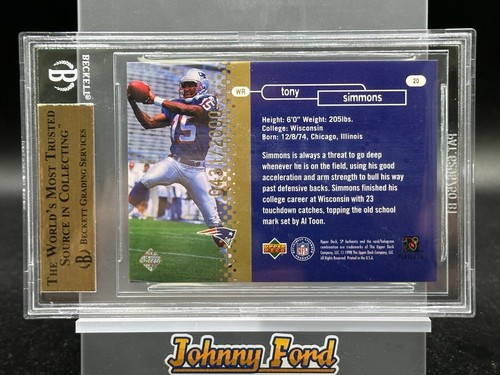 1998 SP Authentic #20 Future Watch Tony Simmons Rookie 431/2000 BGS 9.5 - Picture 2 of 2