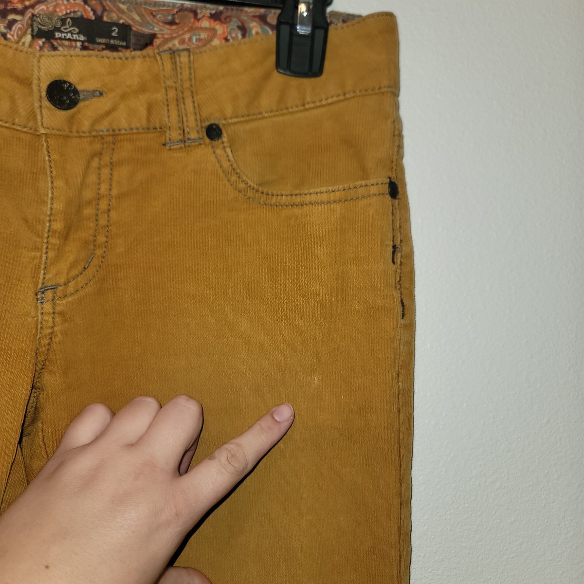 Prana Womens Corduroy Pants Mustard Yellow Retro Hippie y2k Boho