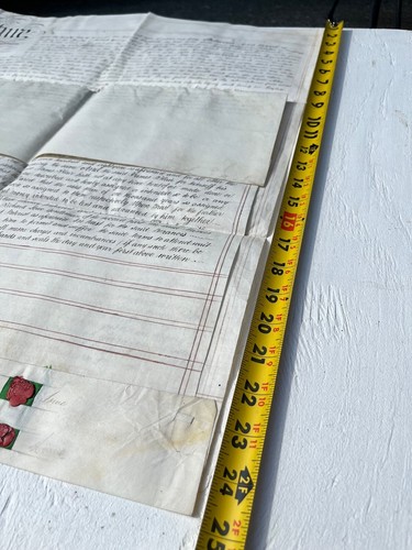 Antike 1840 zweiseitige Kalbsfellurkunde / Dokument / Vertrag / Testament - Bild 13 von 14