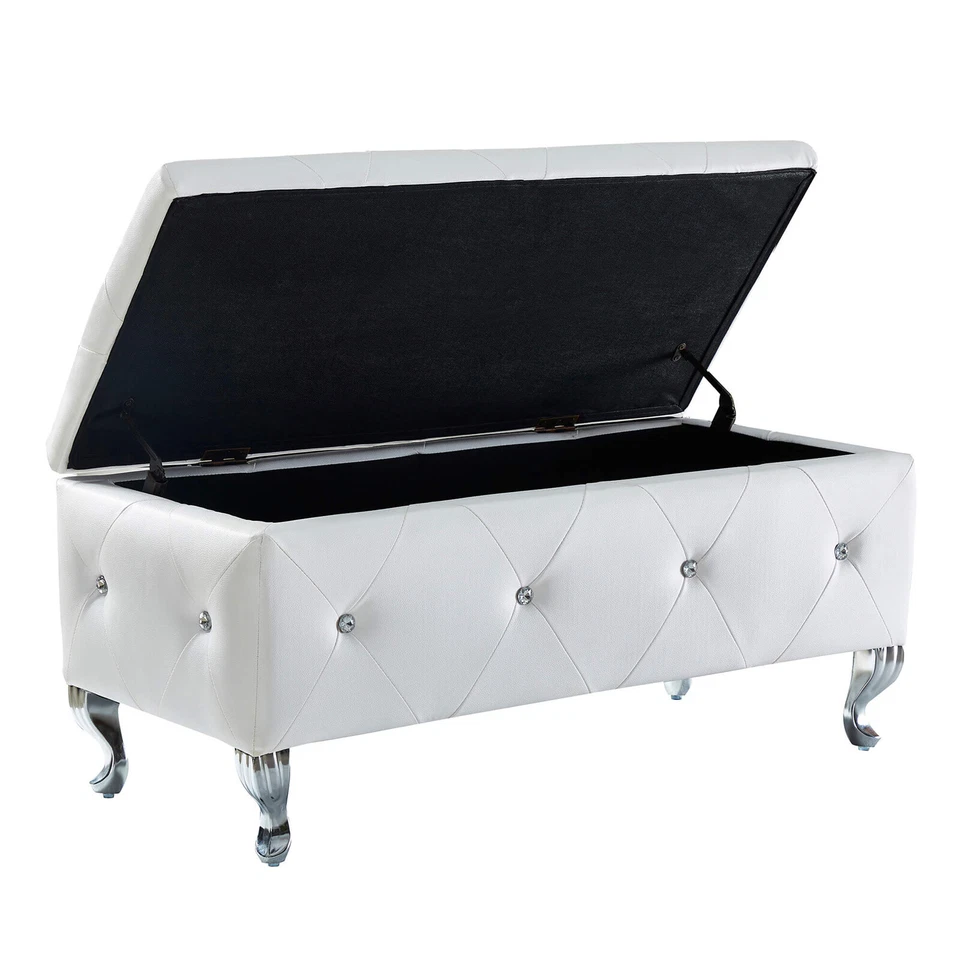 Upholstered Storage Bench Entryway Storage Ottoman End Of Bed Footrest - Image 2 of 4