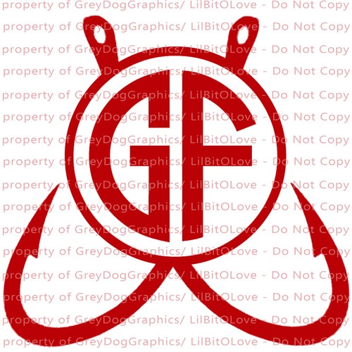 Individueller Yeti-großer Fischhaken Monogramm Vinyl-Aufkleber 2 Initialen Sticker Angeln - Bild 3 von 23