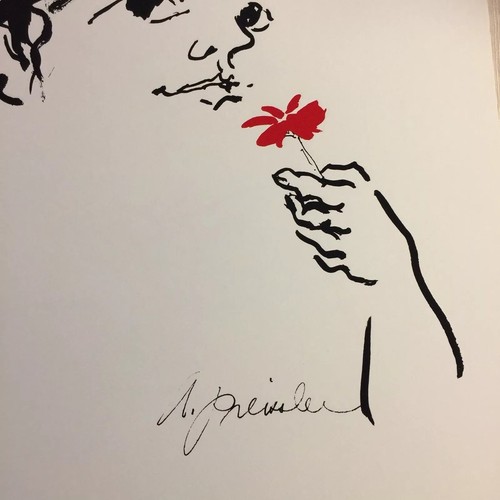 Audrey Preissler "Mädchen" & rote Blume - Dargis Assoc. Kunstdruck/Poster 1980 NOS - Bild 3 von 5