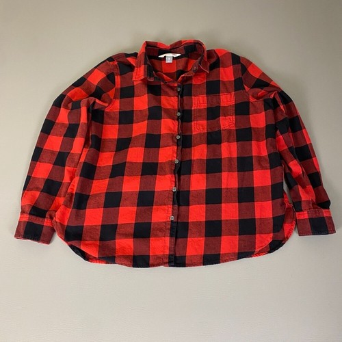 Old Navy Buffalo kariertes Flanellhemd Damen Gr. XL rot schwarz langarm