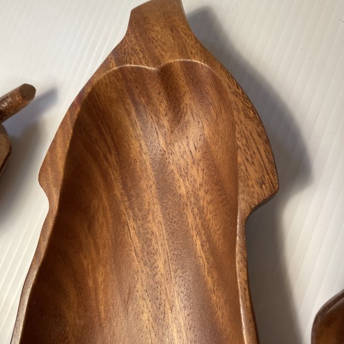 Vassoio vintage in legno a forma di frutta e melanzana ciotola 8 pezzi metà secolo arredamento moderno - Foto 10 di 24