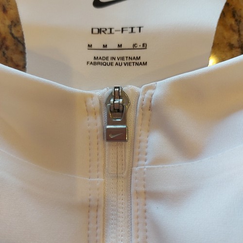 NIKE DRI-FIT WOMEN'S MEDIUM (C-E) PADDED CHEST FRONT ZIP WHITE SPORTS BRA MOLDED - Picture 12 of 19