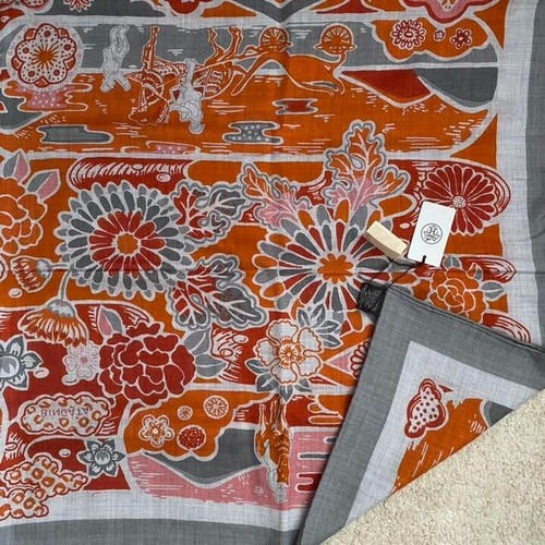 Hermes Scarf 140 BINGATA Cashmere Silk Authentic Natsuno Hidaka Made in France - Picture 2 of 4