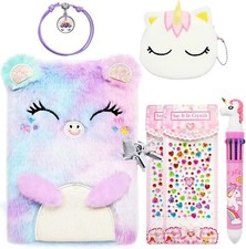 Secret Diary for Girls, Cat Lockable Diary with Lock, Cute Fluffy Notebooks