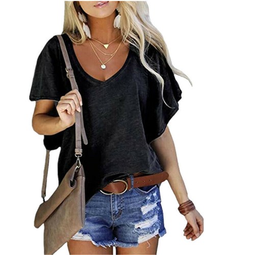 Womens T Shirt Ladies Oversized Baggy Fit Short Sleeve Casual T-shirt Tee Tops - Bild 9 von 11