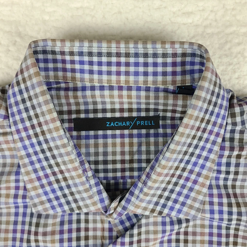 Camisa Zachary Prell Para Hombre Grande Marrón Azul Negro Cuadros Vestido A Cuadros Abotonada Foto 4 de 4