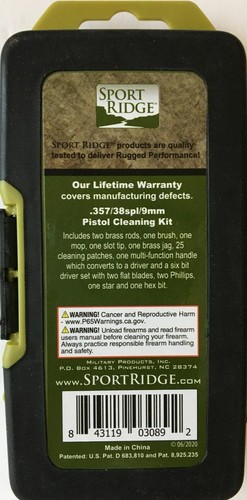 Sport Ridge 14pc .357/.38/9mm Pistol Field Cleaning Kit Brush/Patches/Rod/Tools - Picture 5 of 5