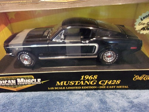 1968 MUSTANG CJ428 American Muscle 1:18 Scale Die Cast Black ERTL Limited Ed New - Picture 2 of 4