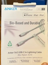 Anker 542 USB-C to Lightn-ing Cable (Bio-Nylon 10ft) FOR iPhone iPad - Green New