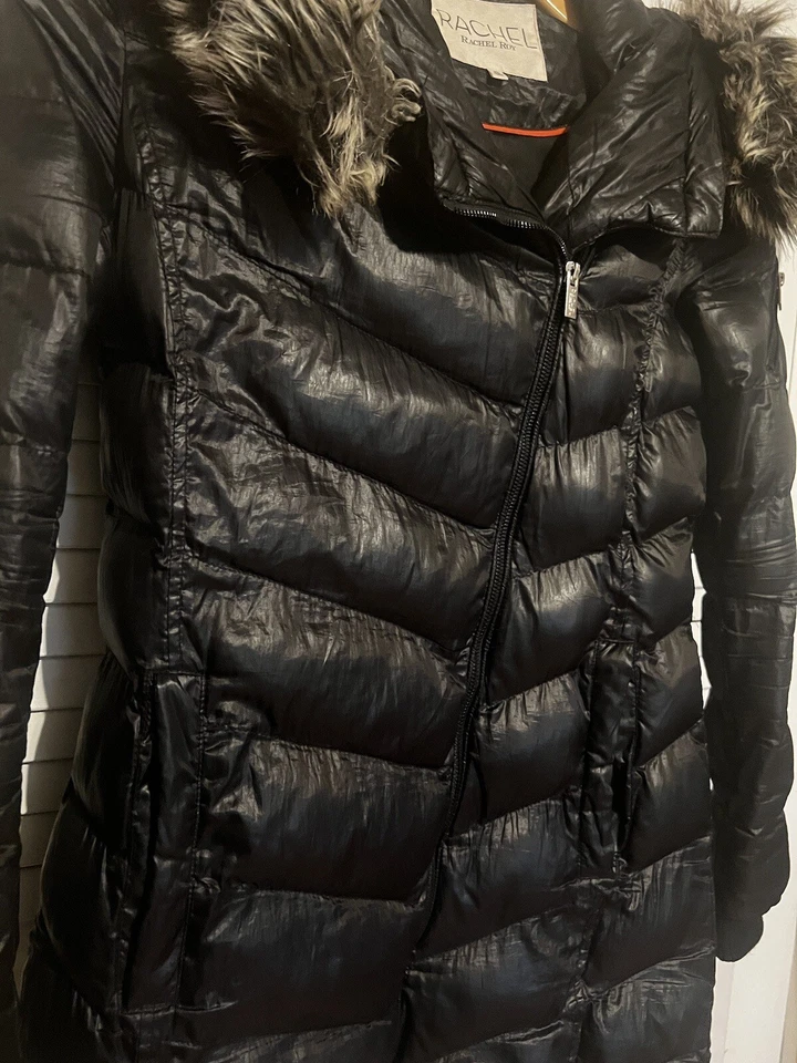RACHEL ROY Women’s XS Xsmall Jacket Coat Long Removable Hooded Puffer Black - Image 4 of 4