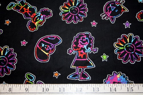 RAINBOW KIDS ON BLACK FROM SPRINGS- 100% COTTON FABRIC - Picture 6 of 6