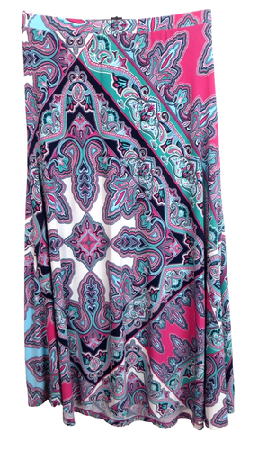 CHICOS Women's 96% Polyester 4% Maxi A-Line Skirt Floral Multicolor Size 1 S M