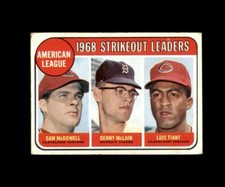 1969 TOPPS BASEBALL CARD  #11 STRIKEOUT LEADERS SAM MCDOWELL MCLAIN LUIS TIANT