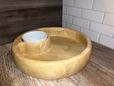 Vintage Wood Bowl and Ceramic Dip Bowl - Made In Thailand