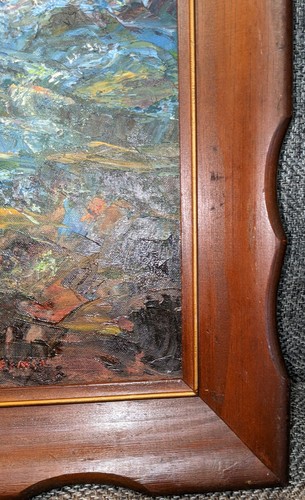 Vintage amerikanischer Impressionist Ölgemälde—”Sandy Hook Lighthouse”—H. Krimin—gerahmt - Bild 10 von 12