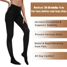 Womens Total Leg Support Pantyhose Medical Compression Stockings Support Tights