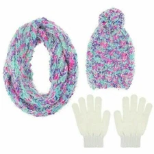 Capelli Space-Dyed Hat, Scarf & Magic Gloves Set~M/L~Ivory Combo~NWT~Retail $28