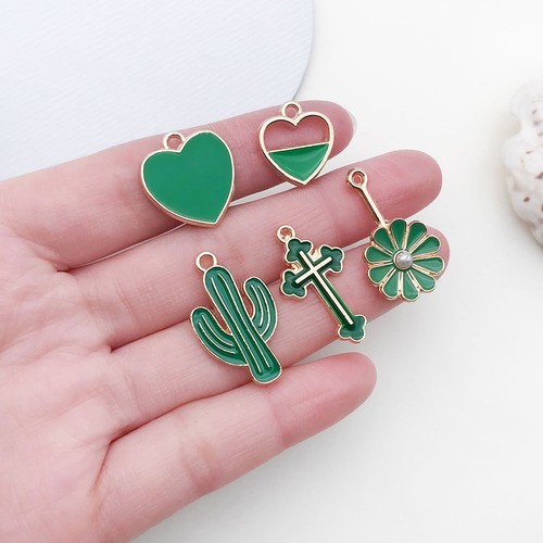 10pcs green Enamel Charms Pendant For DIY Jewelry Making Handmade 30 Options - Picture 4 of 40
