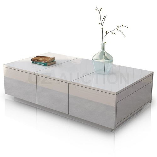 Modern Coffee Table Storage Drawer Cabinet High Gloss Furniture 7 Models BK/WH - Picture 41 of 65