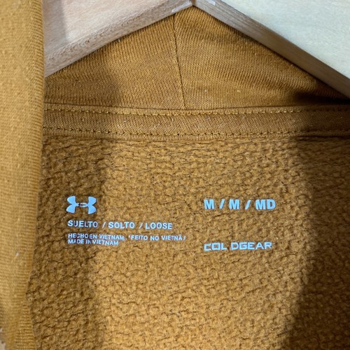 Under Armour Jumper Mens Medium Brown Coldgear Pullover Sweater Hoodie Hooded - Picture 8 of 11
