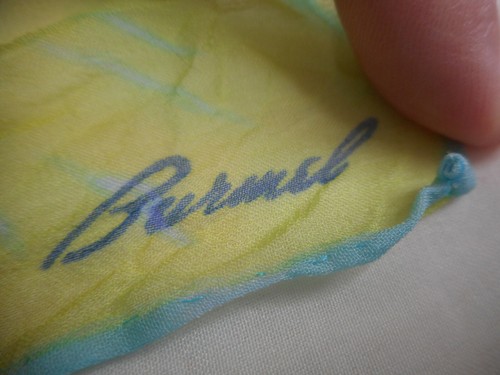 Burmel hand rolled 1960s tie dye design Yellow Green Blue scarf - Picture 2 of 3