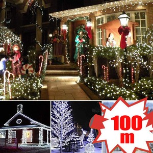 100M LED Lichterkette Schlauch Weihnachtsbaum Deko Strom Innen Außen Kette Kabel